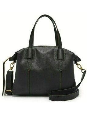 Fossil | Black Leather Satchel Crossbody Bag